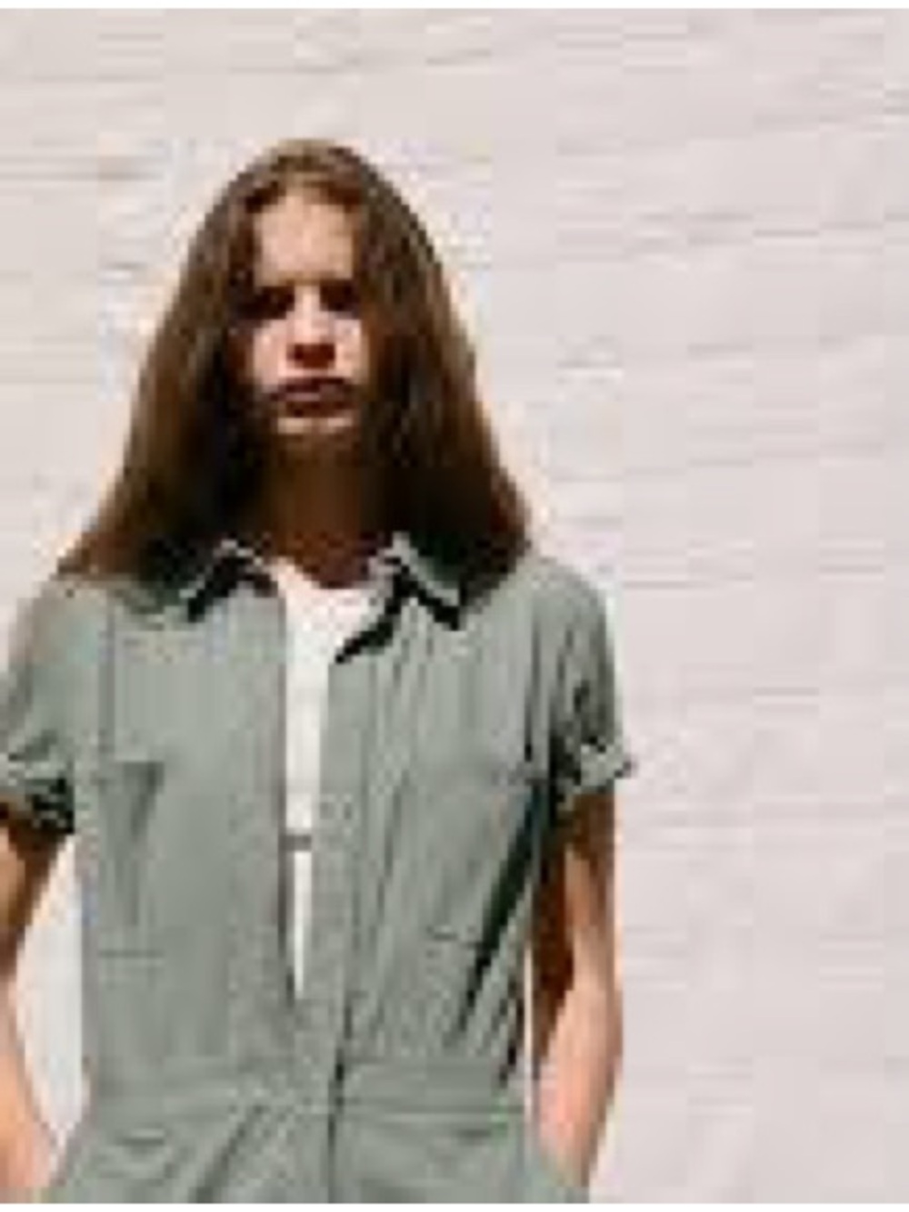 Light Sage Short-Sleeve Utility Jumpsuit